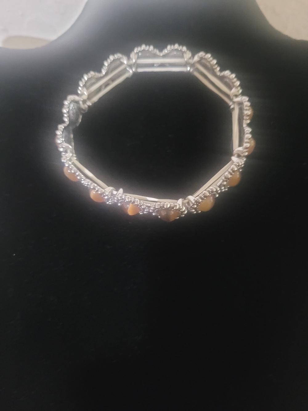 Vintage-Inspired Brown Stone and Silver Bracelet